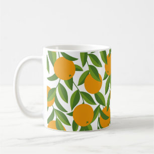 Caneca De Café Padrão de arte da laranjeira sem costura.
