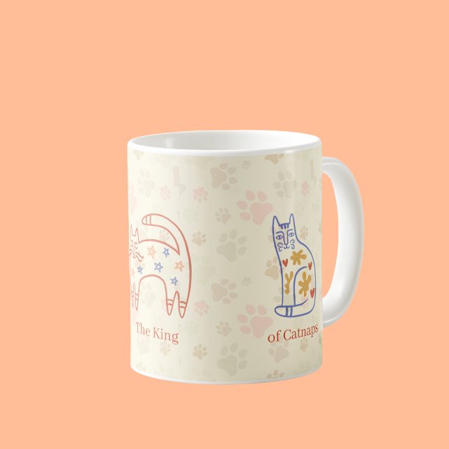 Caneca De Café Padrão de Arte de Gato Whimsical (Criador carregado)