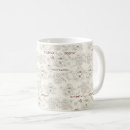 Caneca De Café Padrão de Arte de Linha Botânica Dourada da Plenit