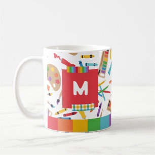 Caneca De Café Padrão de Arte de Listras de Arco-íris Agradecimen