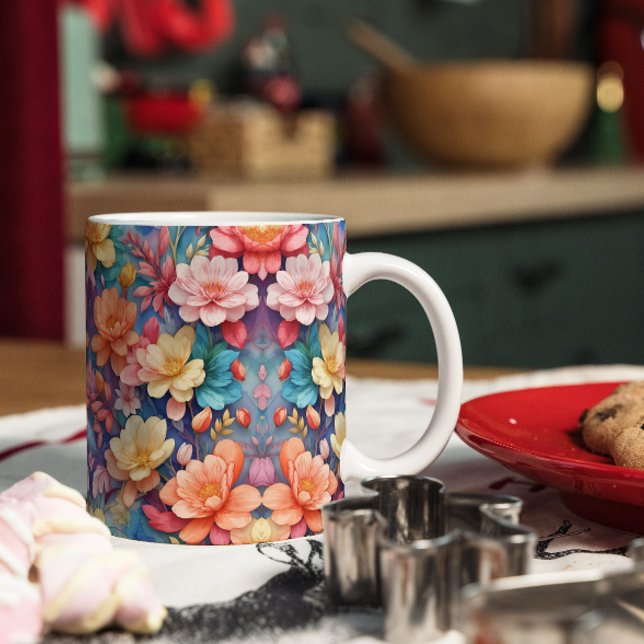 Caneca De Café Padrão de Arte Dinâmica Moderna da Flor (Criador carregado)