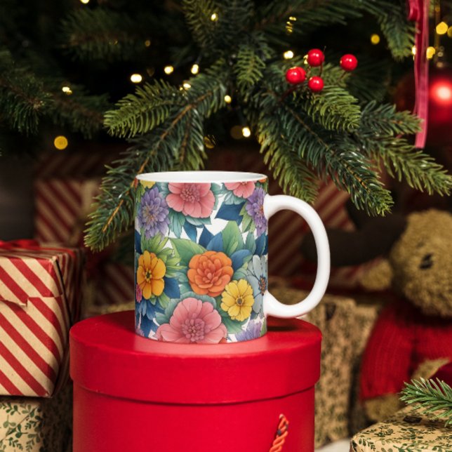 Caneca De Café Padrão de Arte Dinâmica Moderna da Flor (Criador carregado)