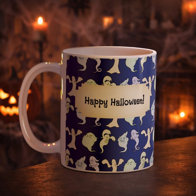 Caneca De Café Padrão de Arte do Halloween Halloween Assombrado p (Criador carregado)