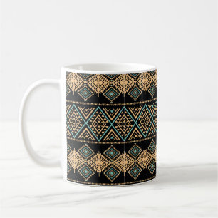 Caneca De Café Padrão de arte tribal. Impressão geométrica ét