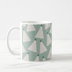 Caneca De Café Padrão de Árvore de Natal Verde