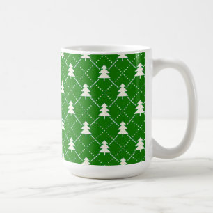 Caneca De Café Padrão de árvore de Natal verde festivo