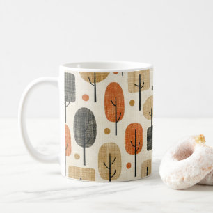 Caneca De Café Padrão de Árvore Moderno de Meados do Século