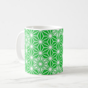 Caneca De Café Padrão de Asanoha japonês - verde-jade
