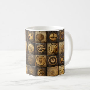 Caneca De Café Padrão de Azulejo de Engrenagem Mecânica Steampunk