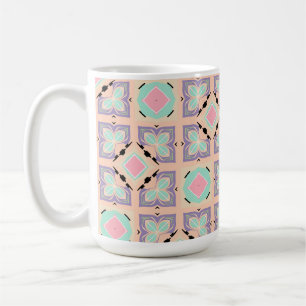 Caneca De Café Padrão de Azulejo Geométrico Pastel Rosa Lilás V