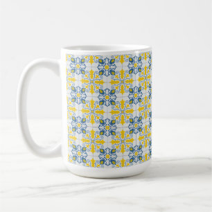 Caneca De Café Padrão de azulejos bonito portugueses azuis e amar