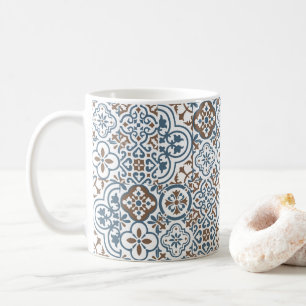 Caneca De Café Padrão de azulejos marroquinos mediterrâneos