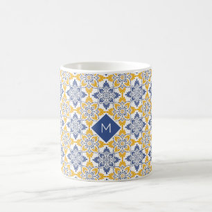 Caneca De Café Padrão de Azulejos Portugueses do Monograma Person