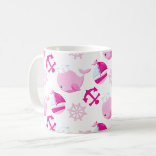 Caneca De Café Padrão De Baleias, Baleias Cutas, Baleias Rosa