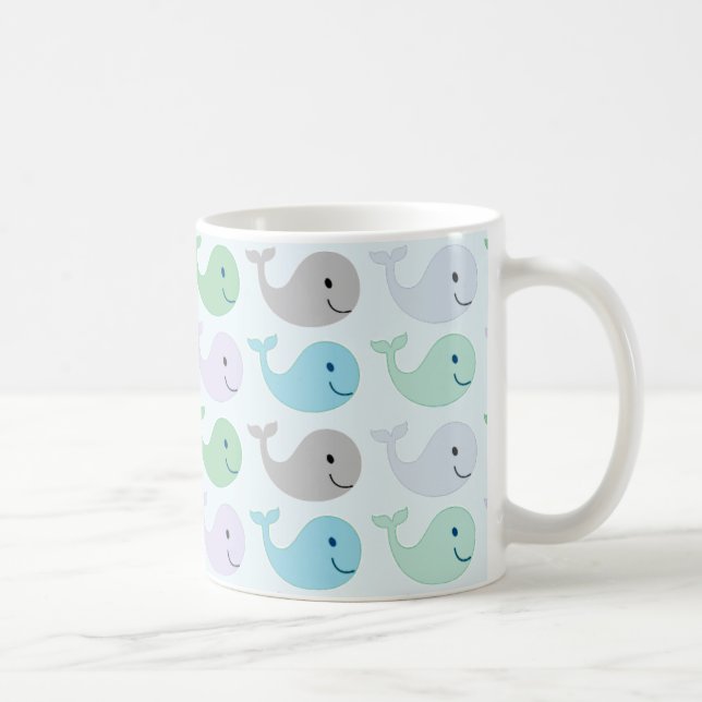 Caneca De Café Padrão de Baleias Pastel Fofo (Direita)