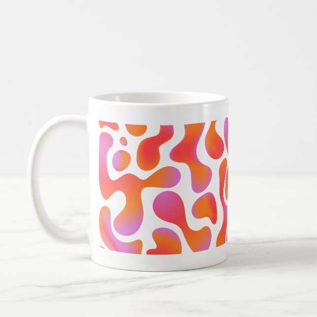 Caneca De Café Padrão de Blobs de Gradiente Moderno em Rosa e Lar (Esquerda)