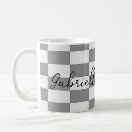 Caneca De Café Padrão de blocos de verificação de cinza de nome p