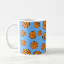 Caneca De Café Padrão de bolas de basquete em fundo azul