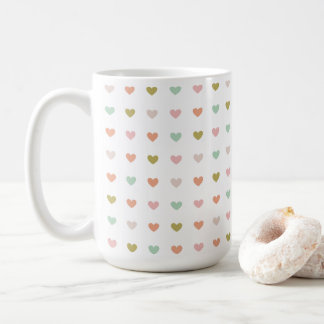 Caneca De Café Padrão de Bolinhas de Coração, 15oz