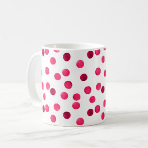 Caneca De Café Padrão de bolinhas em aquarela vermelha