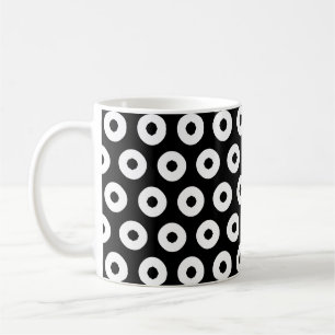 Caneca De Café Padrão de Bolinhas Preto e Branco