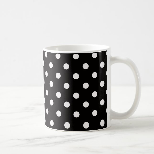 Caneca De Café Padrão de Bolinhas preto e branco (Direita)
