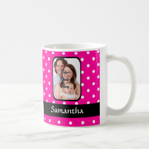 Caneca De Café Padrão de bolinhas rosa quente