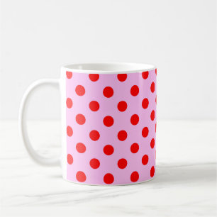 Caneca De Café Padrão de Bolinhas Vermelhas em Fundo Rosa