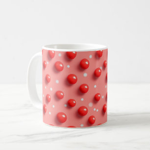 Caneca De Café Padrão de Bolinhas Vermelho e Branco 3D