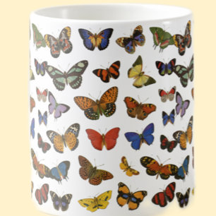 Caneca De Café Padrão de Borboleta – Botânica Inspirada na Nature