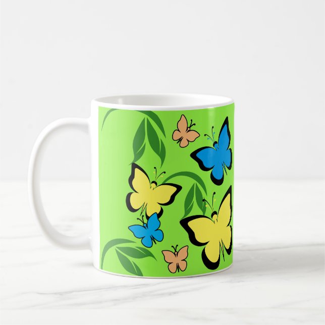 Caneca De Café Padrão de borboleta primavera (Esquerda)