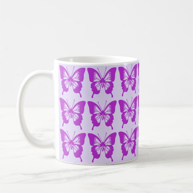Caneca De Café Padrão de borboleta roxa (Esquerda)
