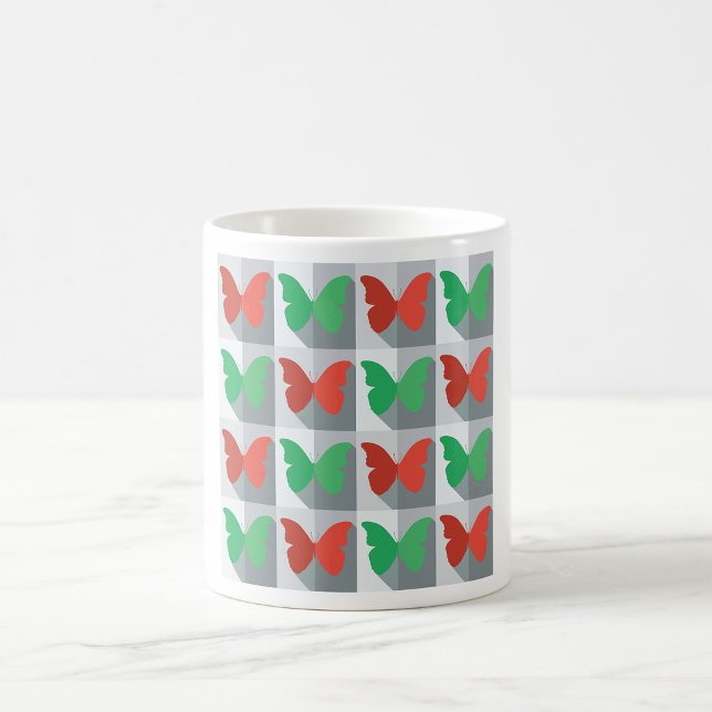 Caneca De Café Padrão de Borboleta Vermelha e Verde (Criador carregado)