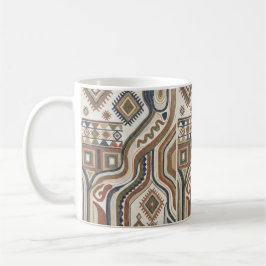 Caneca De Café Padrão de Bordado Geométrico Tribal Abstrato