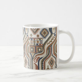 Caneca De Café Padrão de Bordado Geométrico Tribal Abstrato