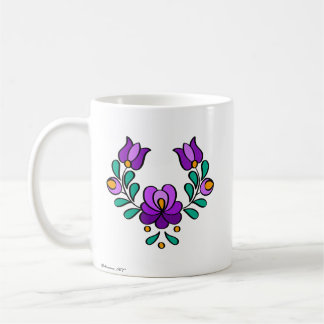 Caneca De Café Padrão de bordado húngaro, "Matyó" - roxo