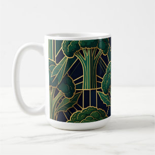 Caneca De Café Padrão de Brócolis Art Déco