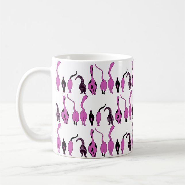 Caneca De Café Padrão de Bumbuns de Gato Roxo (Esquerda)