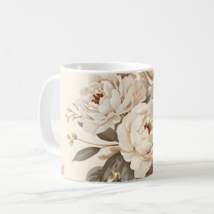 Caneca De Café Padrão de Buquê Floral Vintage Romântico