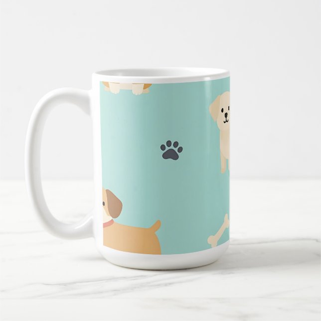 Caneca De Café Padrão de Cachorrinhos Fofos (Esquerda)