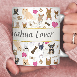 Caneca De Café Padrão de Cachorros Fofos Chihuahua Personalizado