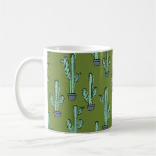 Caneca De Café Padrão de cacto desenhado à mão