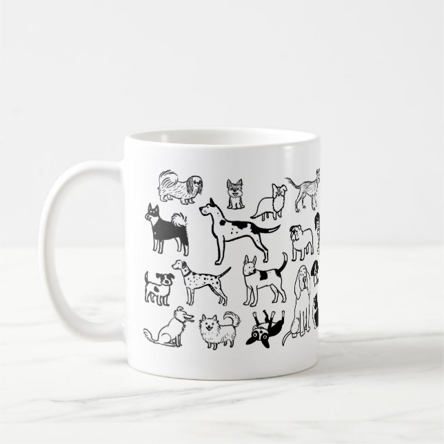 Caneca De Café Padrão de Cães Pretos e Brancos | Legal Canine Lov (Esquerda)