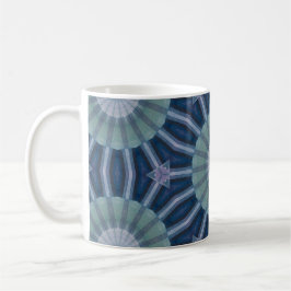 Caneca De Café Padrão de caleidoscópio geométrico azul-marinho e 