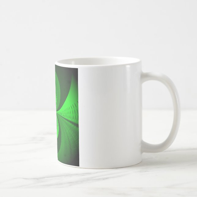 Caneca De Café Padrão de Caleidoscópio Verde Brilhante abstrato (Direita)