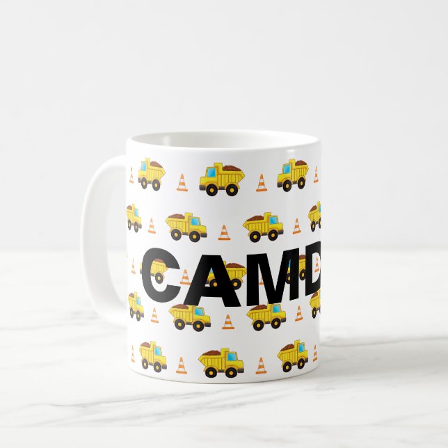 Caneca De Café Padrão de Caminhões de Construção Personalizados (Frente Esquerda)