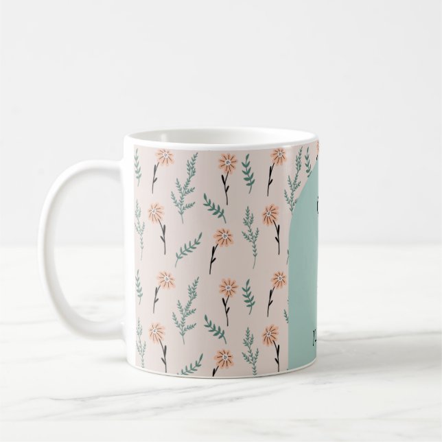 Caneca De Café Padrão de camomila floral (Esquerda)