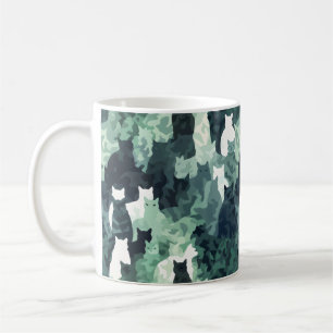 Caneca De Café Padrão de Camouflage de Gatos Verdes