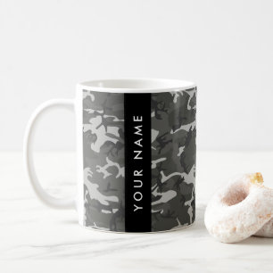 Caneca De Café Padrão de Camuflagem Cinza, Seu nome, Personalizar