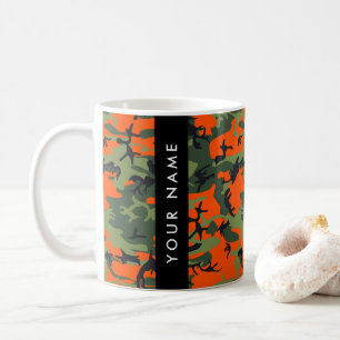 Caneca De Café Padrão de Camuflagem Laranja, Seu nome, Personaliz